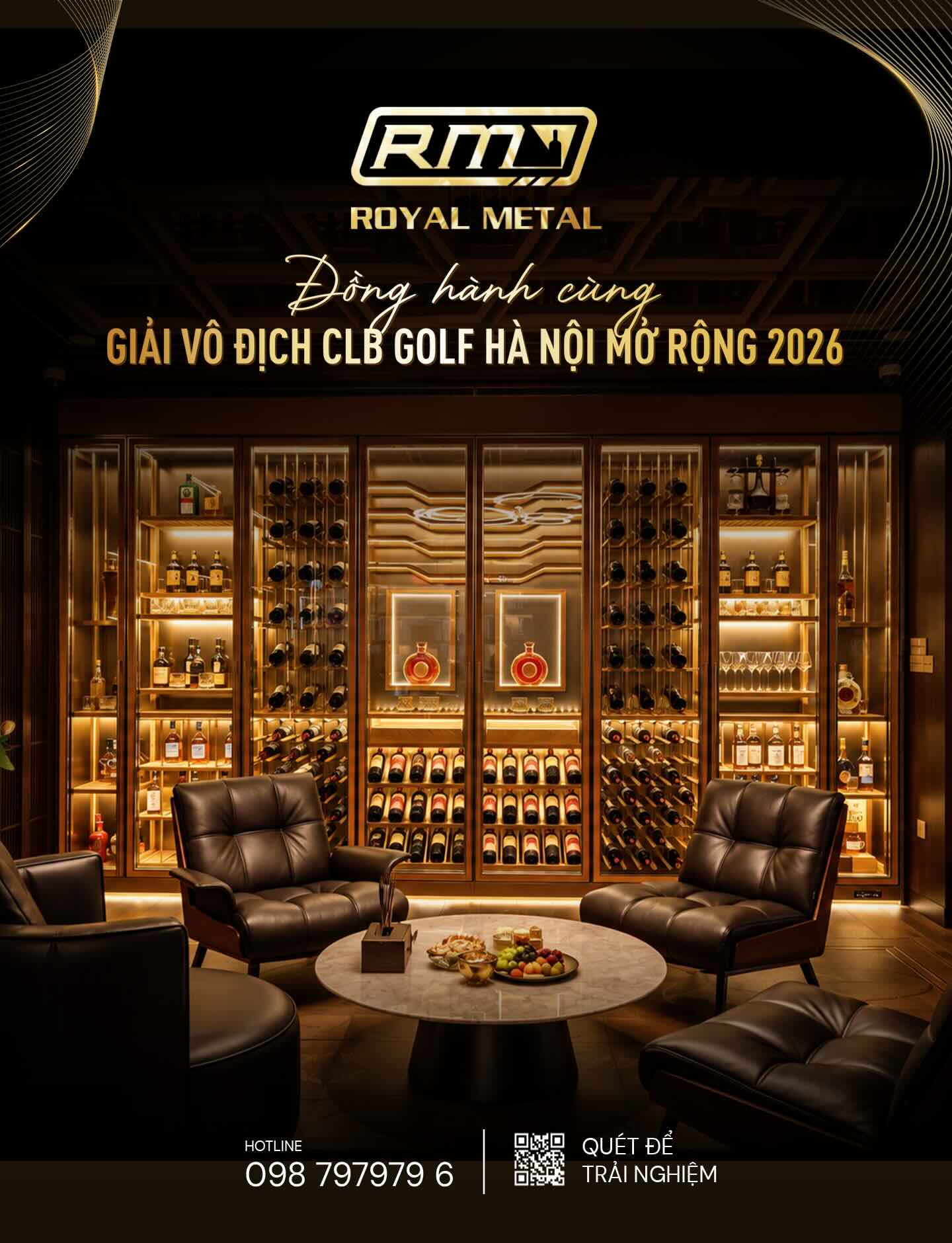Royal Metal - Giải pháp tủ rượu vang & Cigar đẳng cấp Golfer, đồng hành cùng Giải Golf HNGA 2026 