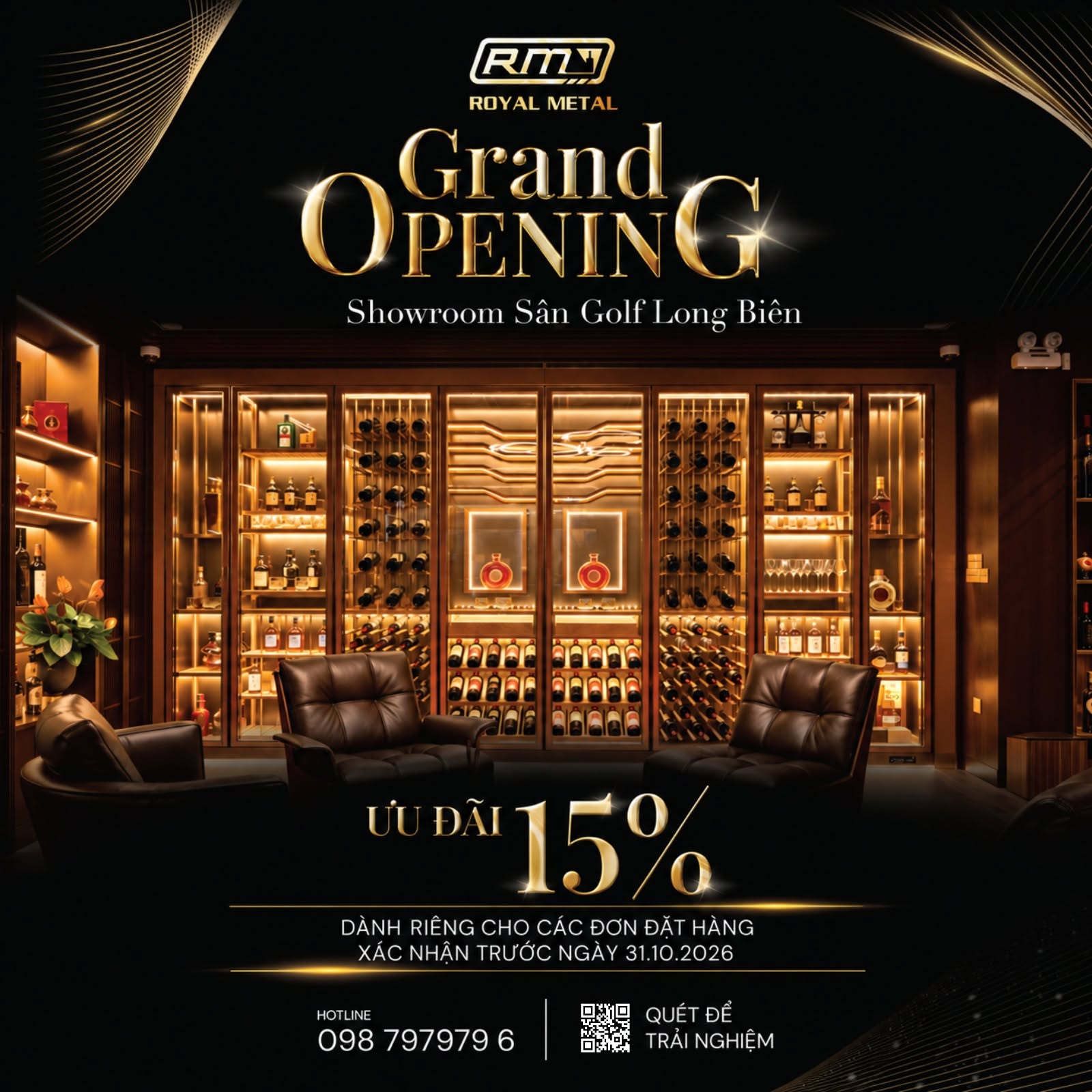 Royal Metal - Giải pháp tủ rượu vang & Cigar đẳng cấp Golfer, đồng hành cùng Giải Golf HNGA 2026