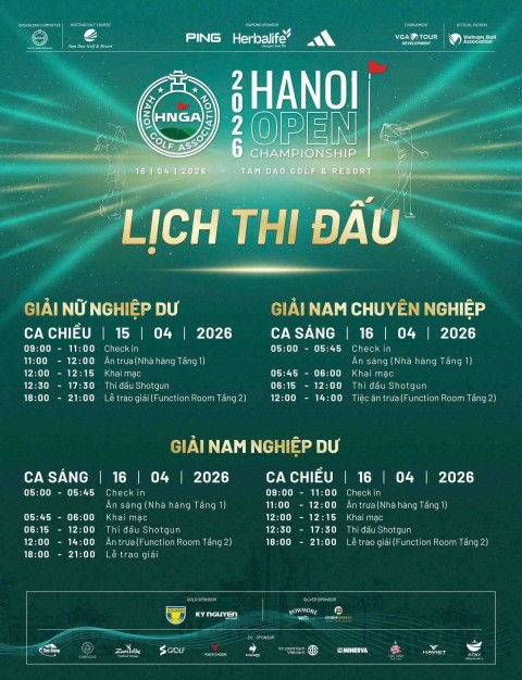 LỊCH THI ĐẤU CHÍNH THỨC HANOI OPEN CHAMPIONSHIP 2026